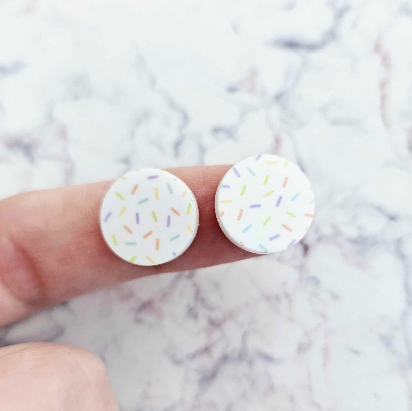 14mm WHITE SPRINKLE Acrylic Toppers/Studs