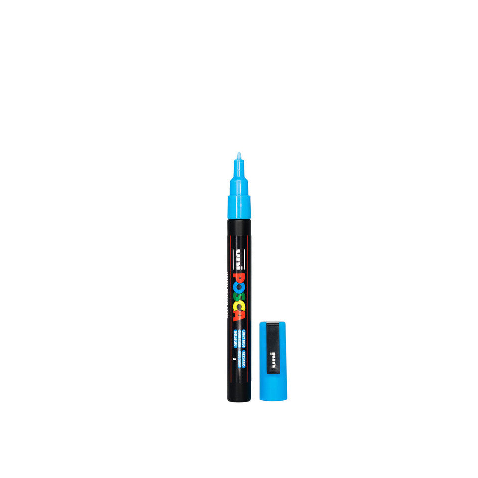 Light Blue POSCA PC-3M fine tip paint pen used for detailed craft and earring paint fill designs