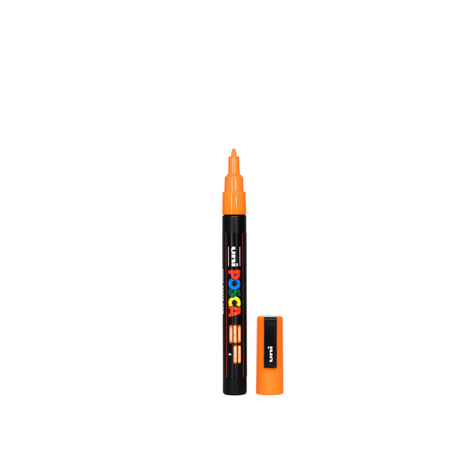 Orange POSCA PC-3M fine tip paint pen used for detailed craft and earring paint fill designs
