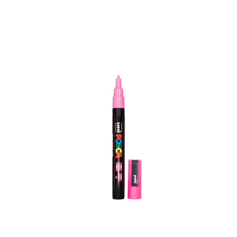 Pink POSCA PC-3M fine tip paint pen used for detailed craft and earring paint fill designs