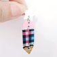 rainbow gingham UV print pastel pink oak wood pencil teacher DIY earring supplies laser cut acrylic dangles blanks