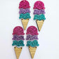 65mm GLITTER Acrylic TRIPLE SCOOP ICE-CREAM