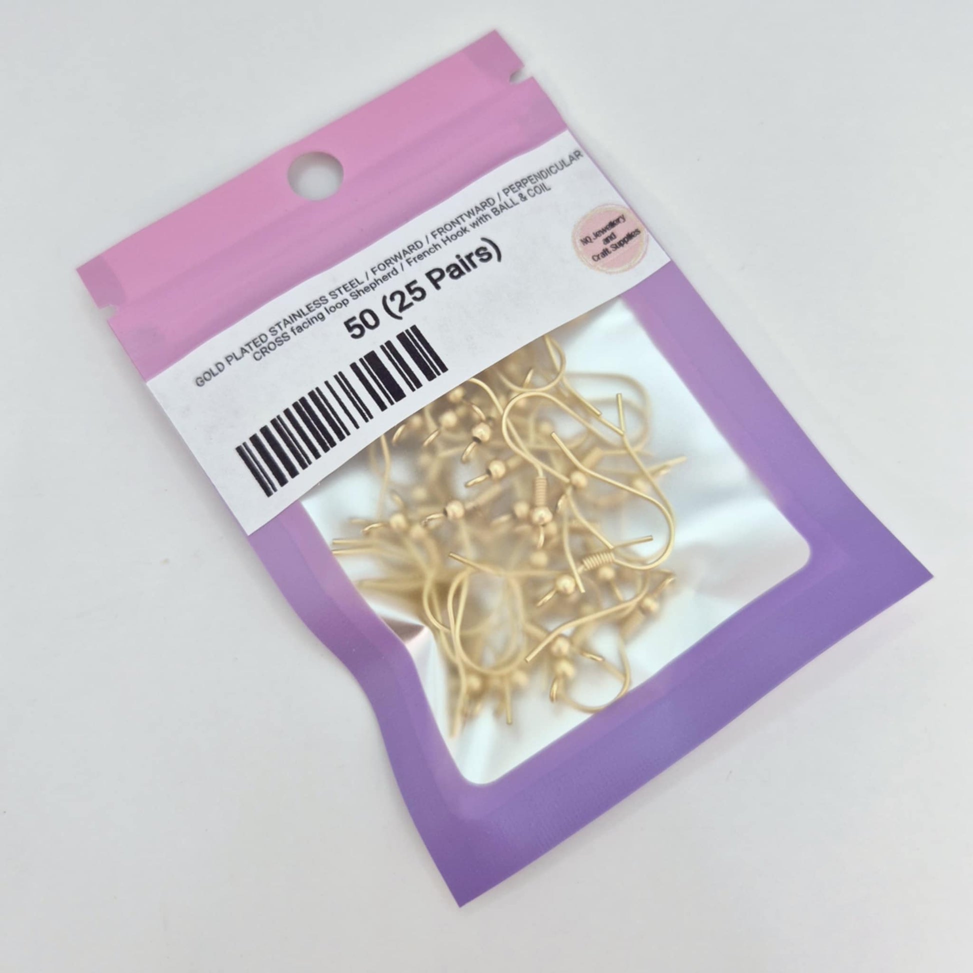 gold plated stainless steel shepherd hooks DIY earring supplies findings forward facing