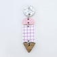 pastel gingham uv printed pink oak wood teacher pencil DIY earring supplies laser cut acrylic dangles blanks