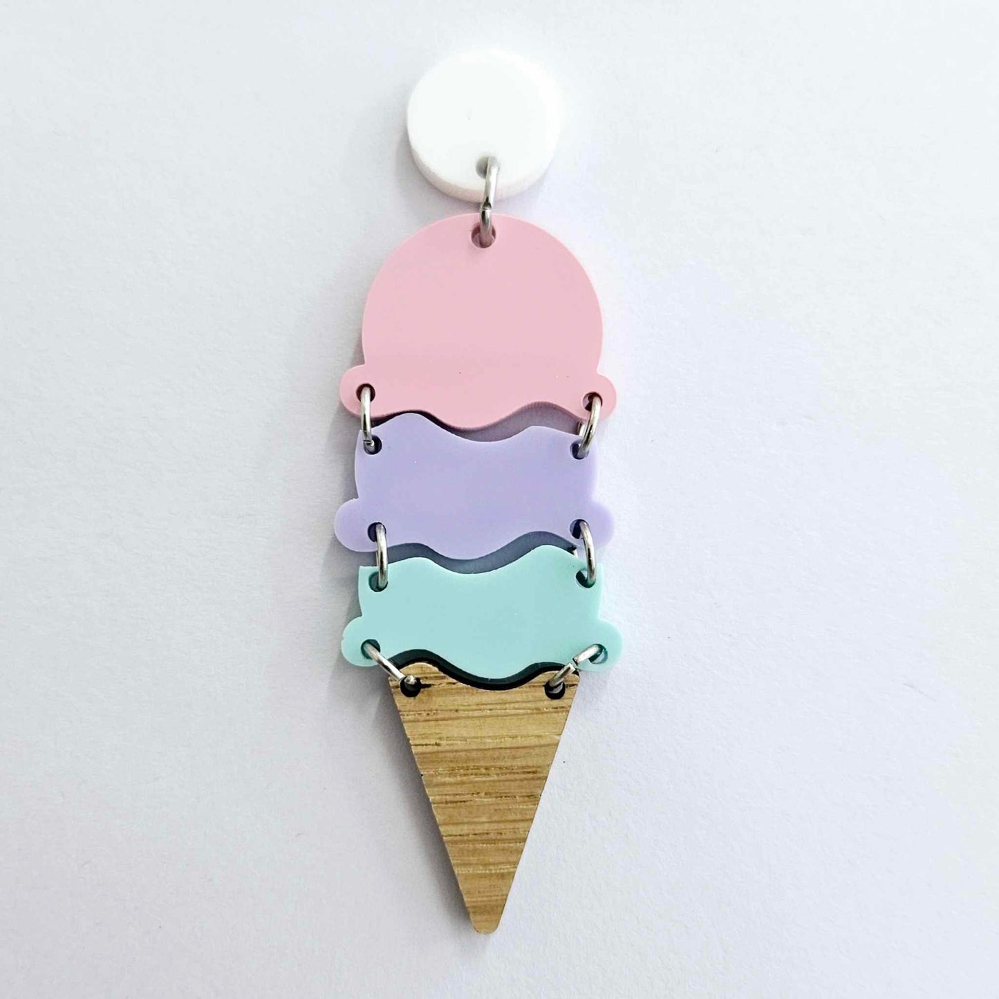 65mm Laser Cut PASTEL Acrylic TRIPLE SCOOP ICE-CREAM