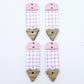 pastel gingham uv printed pink oak wood teacher pencil DIY earring supplies laser cut acrylic dangles blanks