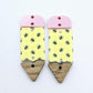 yellow bee UV print pastel pink wood oak pencil teacher DIY earring supplies laser cut acrylic dangles blanks