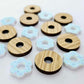 20mm OAK & BLUE SPRINKLE Acrylic DONUTS