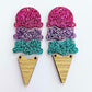 65mm GLITTER Acrylic TRIPLE SCOOP ICE-CREAM