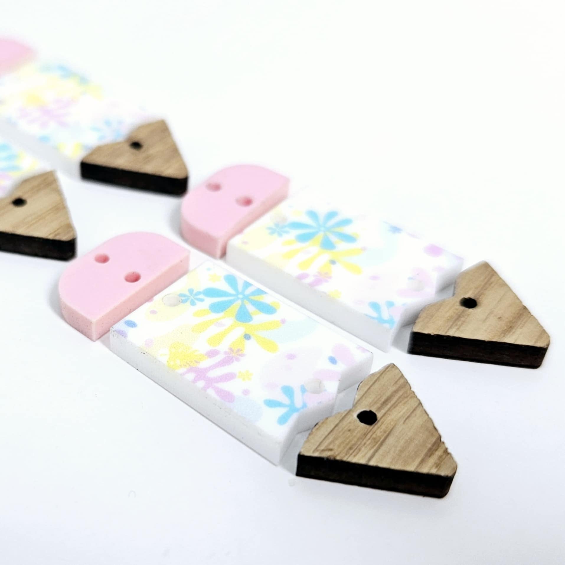 pastel pop UV print pink pencil teacher oak wood DIY earring supplies laser cut acrylic dangles blanks