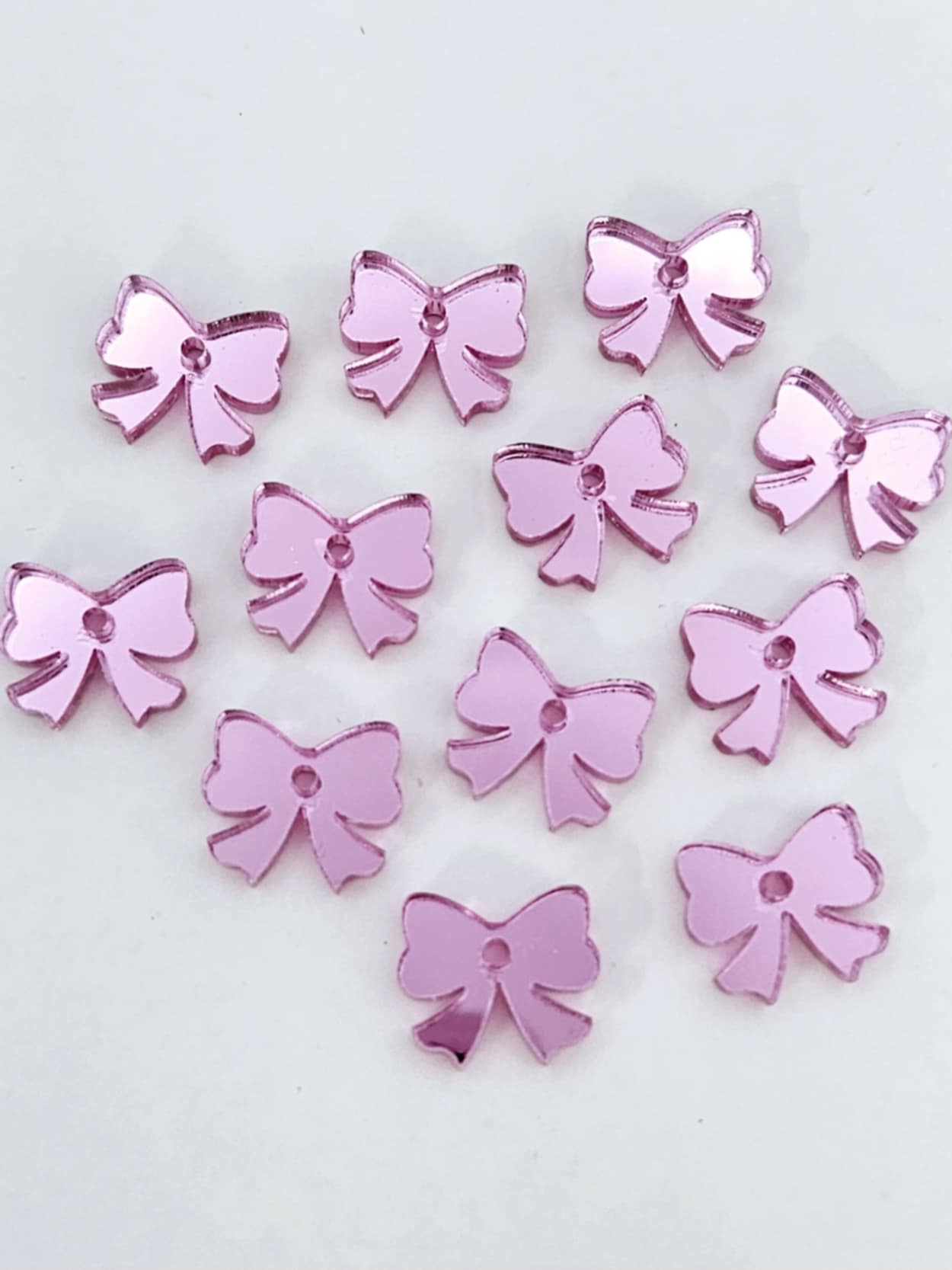 pink mirror bows ribbon DIY earring supplies laser cut acrylic dangles blanks 