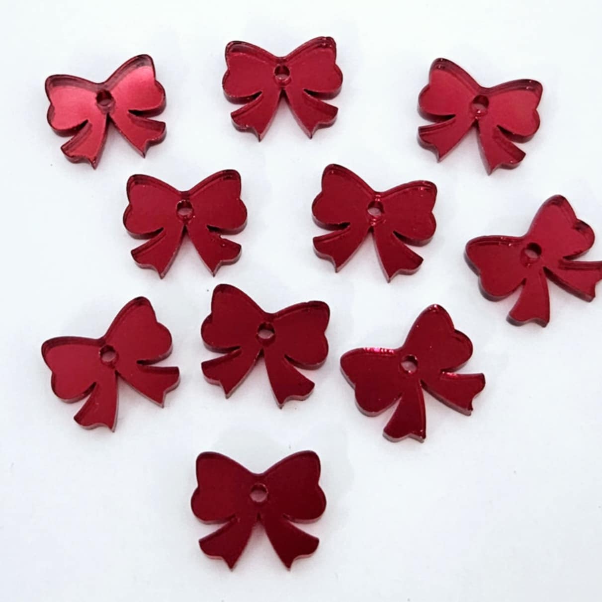 red mirror bows ribbon Christmas DIY earring supplies laser cut acrylic dangles blanks accompaniments