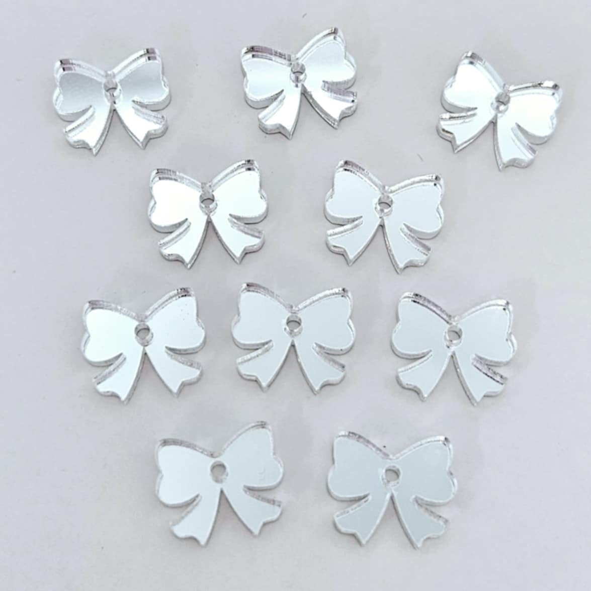 silver mirror bows ribbon Christmas DIY earring supplies laser cut acrylic dangles blanks accompaniments