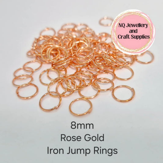 rose gold iron jump split rings 8mm DIY earring supplies findings 