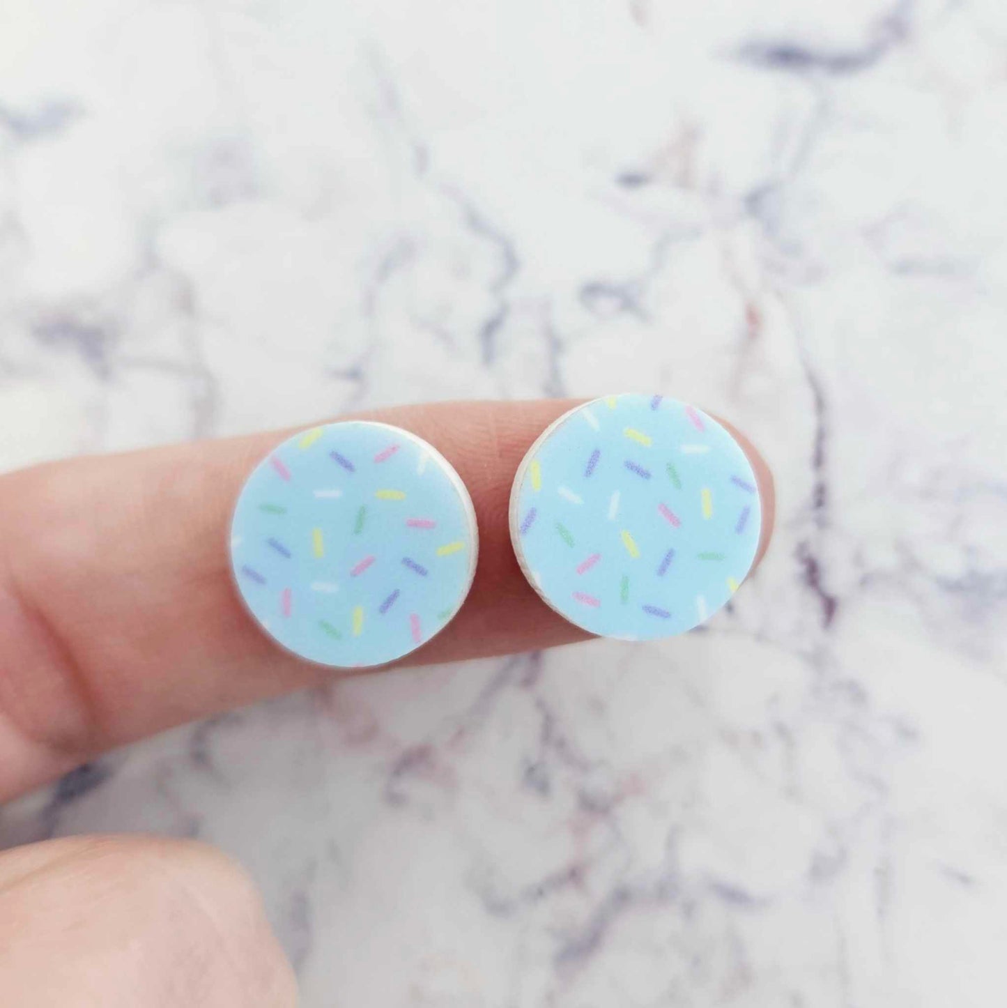 14mm BLUE SPRINKLE Acrylic Toppers/Studs