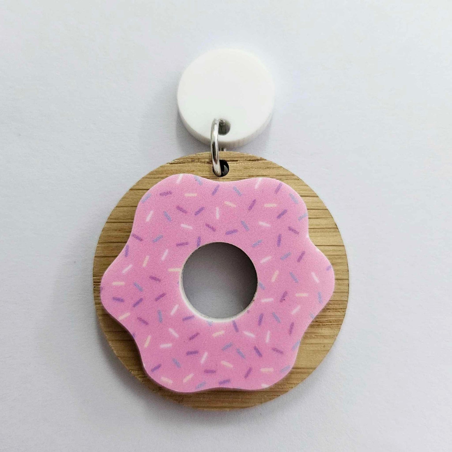 35mm OAK & PINK SPRINKLE Acrylic DONUTS