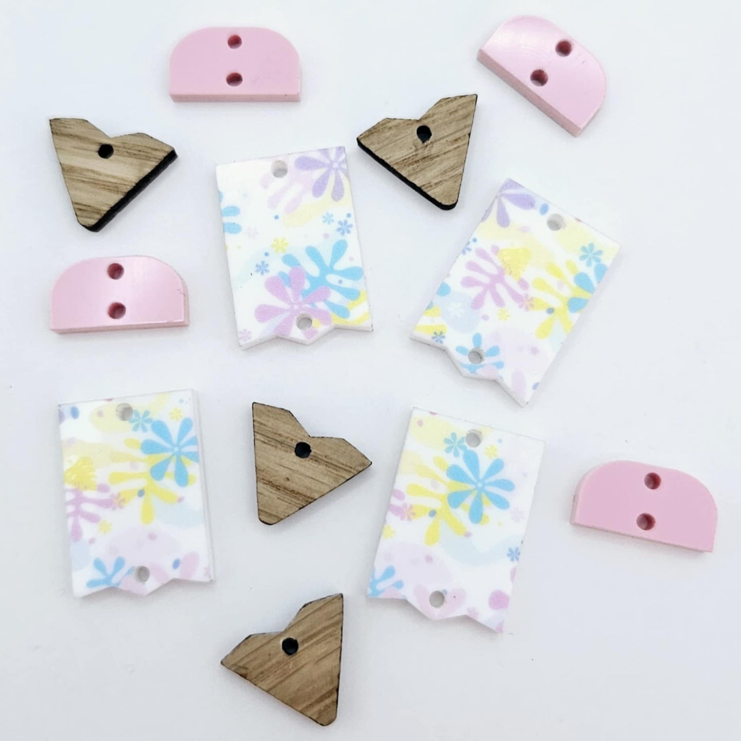 pastel pop UV print pink pencil teacher oak wood DIY earring supplies laser cut acrylic dangles blanks