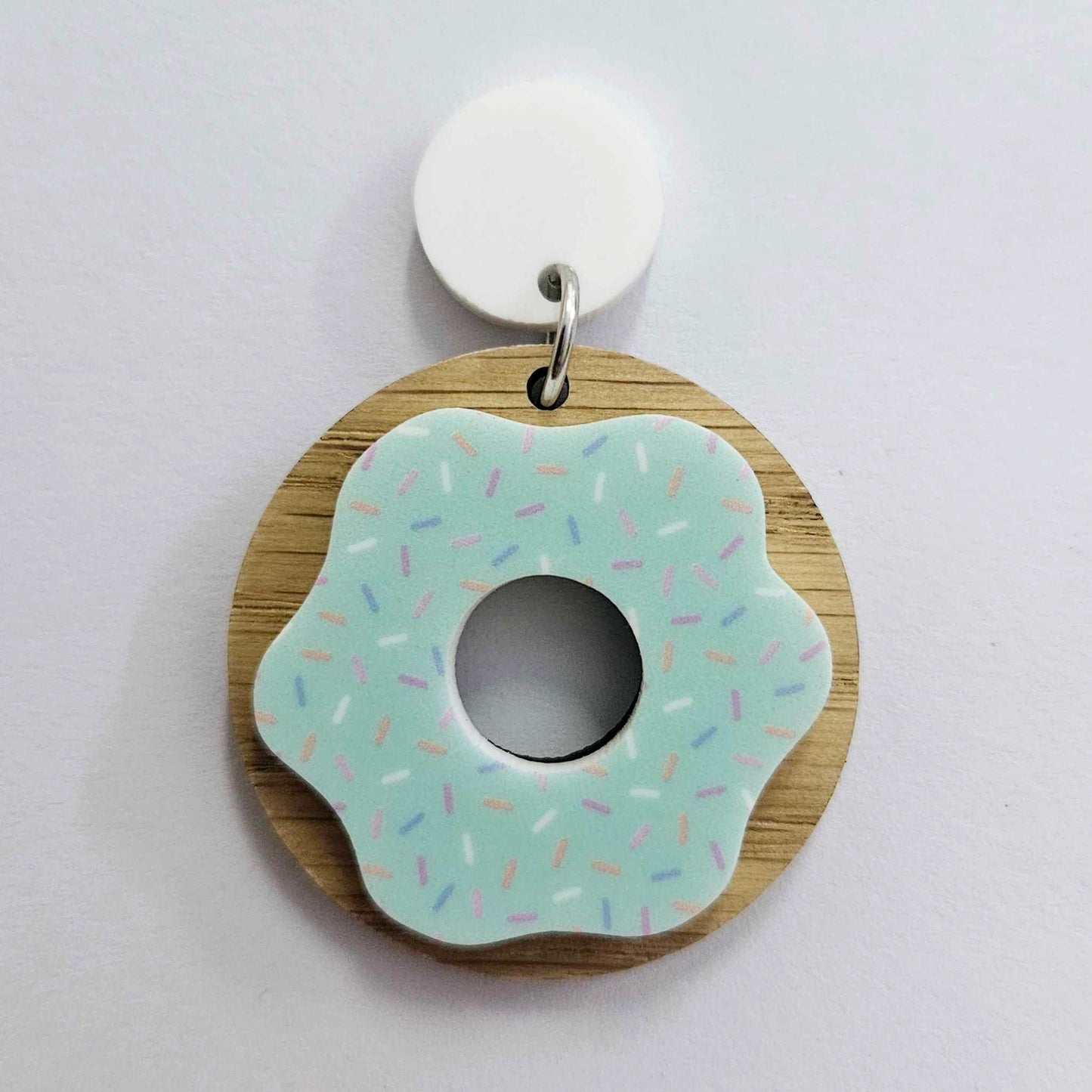 35mm OAK & AQUA SPRINKLE Acrylic DONUTS