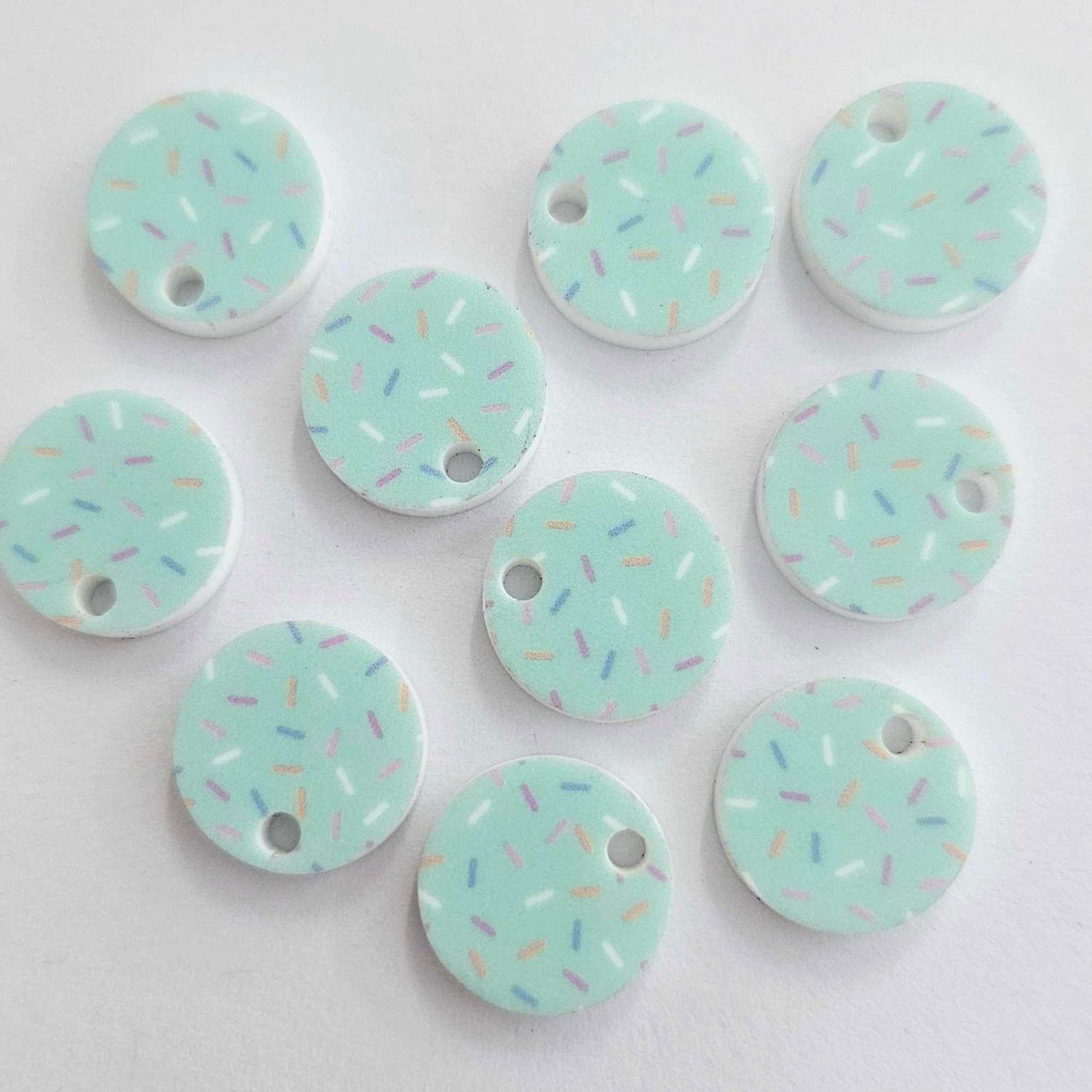 14mm AQUA SPRINKLE Acrylic Toppers/Studs