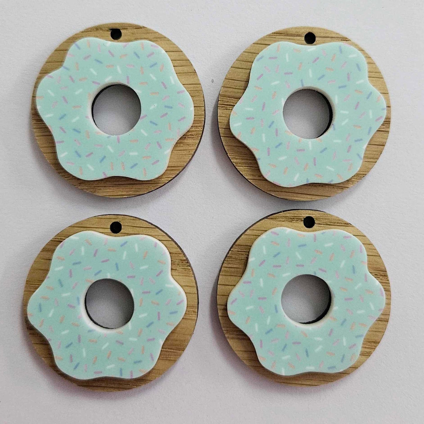 35mm OAK & AQUA SPRINKLE Acrylic DONUTS