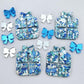 chunky aqua glitter blue silver mirror Christmas present bows DIY earring supplies laser cut acrylic dangles blanks