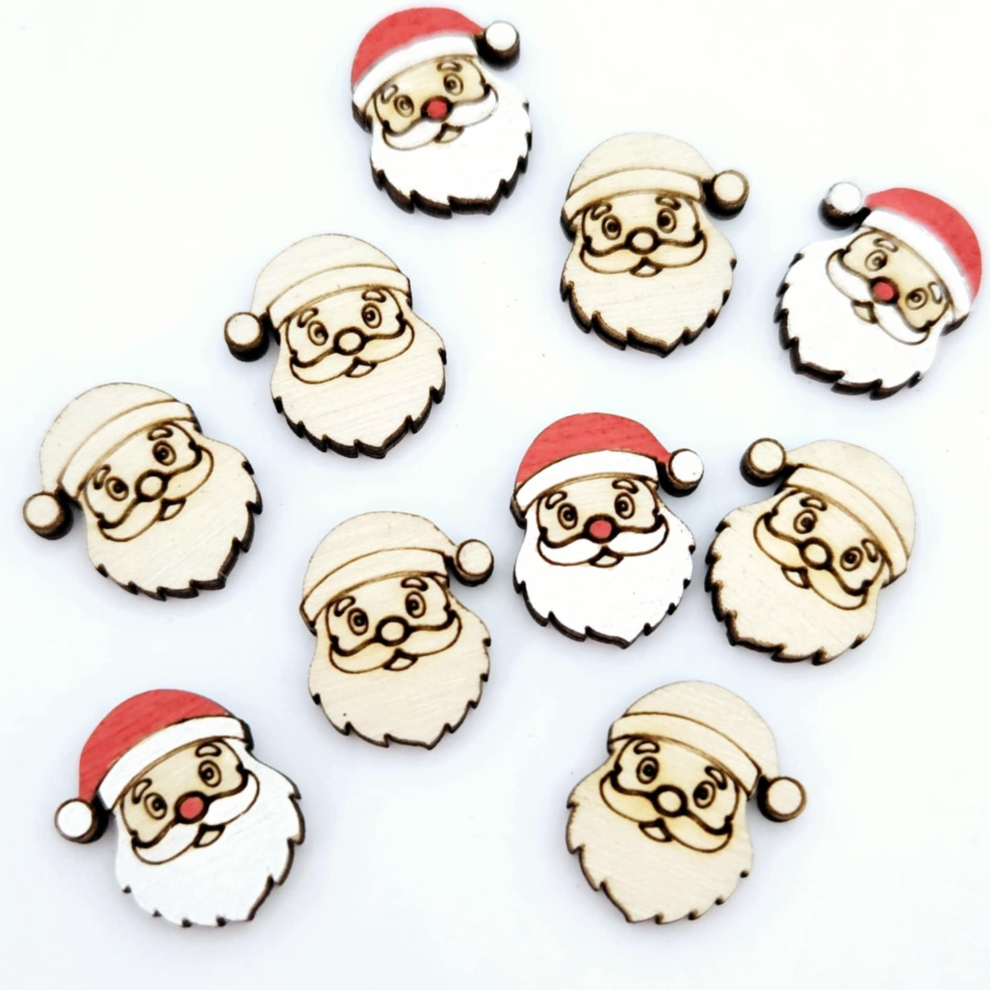 birch wood etched Santa Christmas DIY earring supplies studs blanks laser cut paint fill