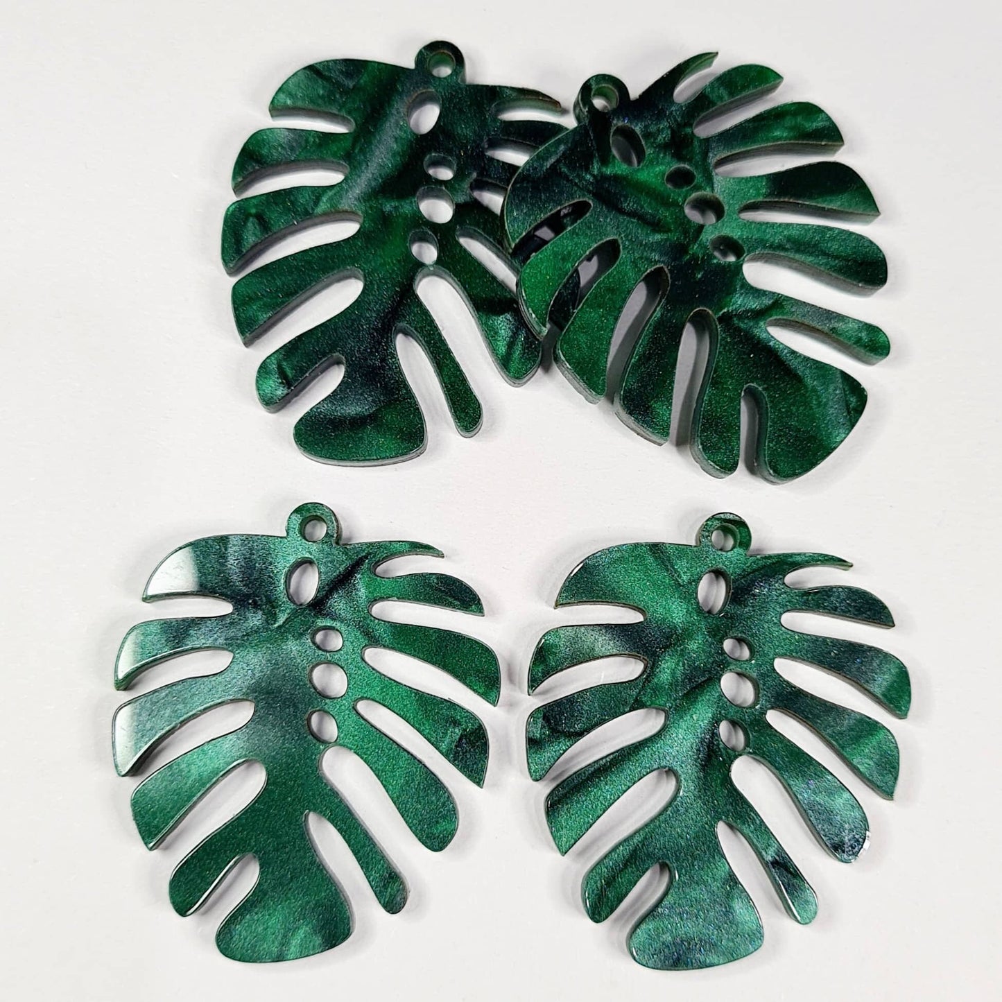 40mm GREEN MINERAL Acrylic MONSTERA Leaves