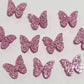 15mm PINK GLITTER Acrylic BUTTERFLIES