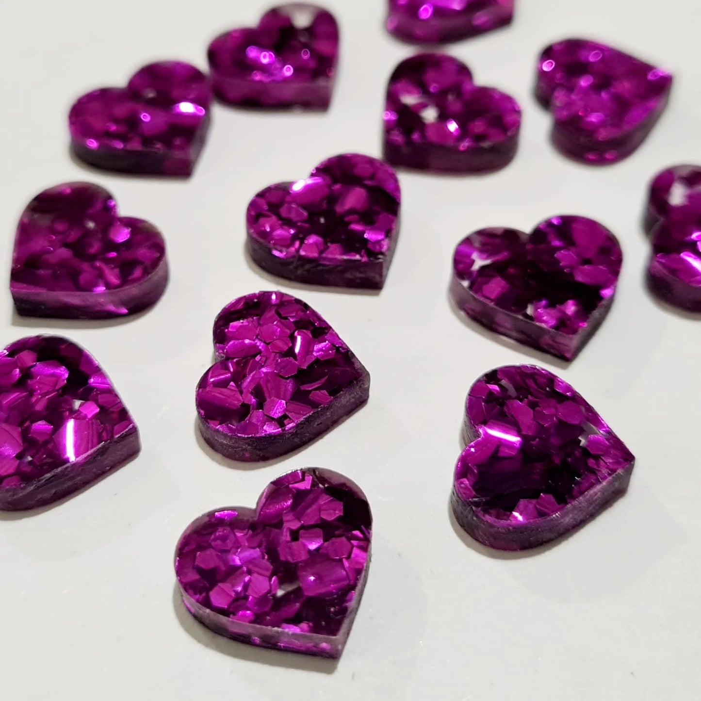 14mm CHUNKY BERRY GLITTER Acrylic HEARTS