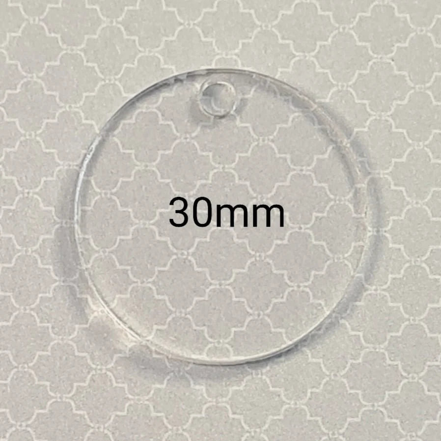 30mm CLEAR Acrylic KEYRING BLANKS