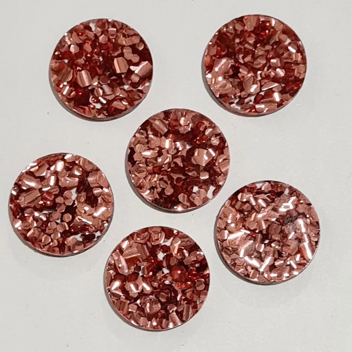 20mm CHUNKY ROSE GOLD GLITTER Acrylic CIRCLES