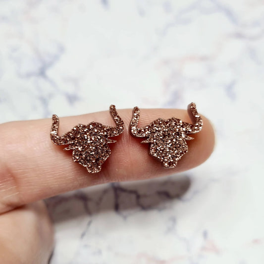 15mm COPPER GLITTER Acrylic LONGHORNS