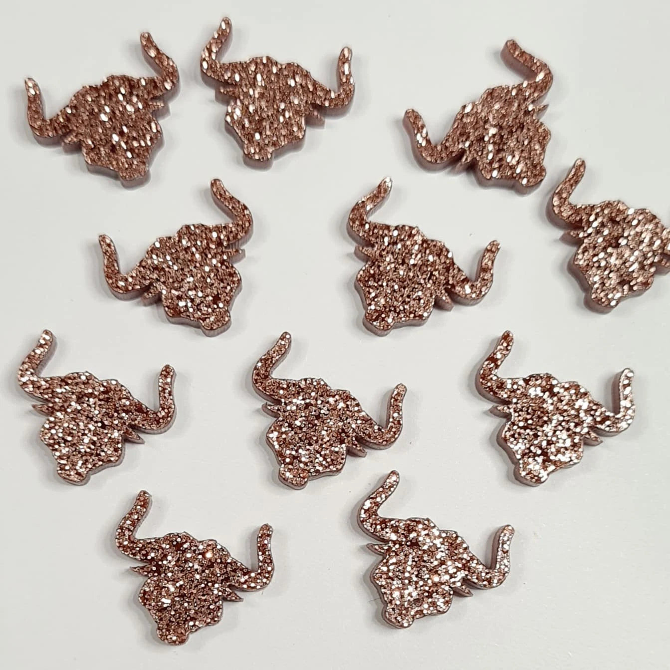 15mm COPPER GLITTER Acrylic LONGHORNS