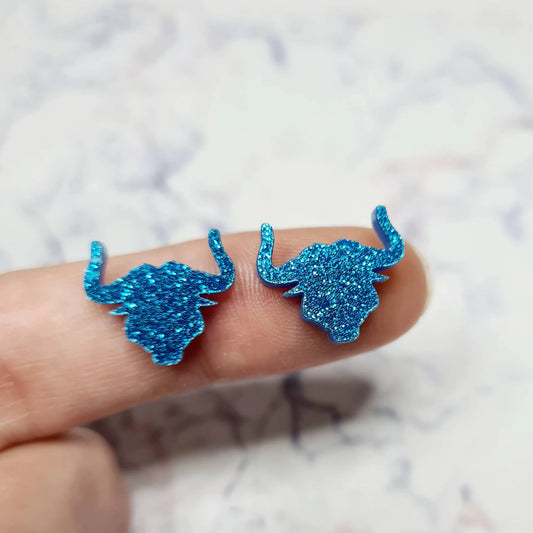 15mm SKY BLUE GLITTER Acrylic LONGHORNS