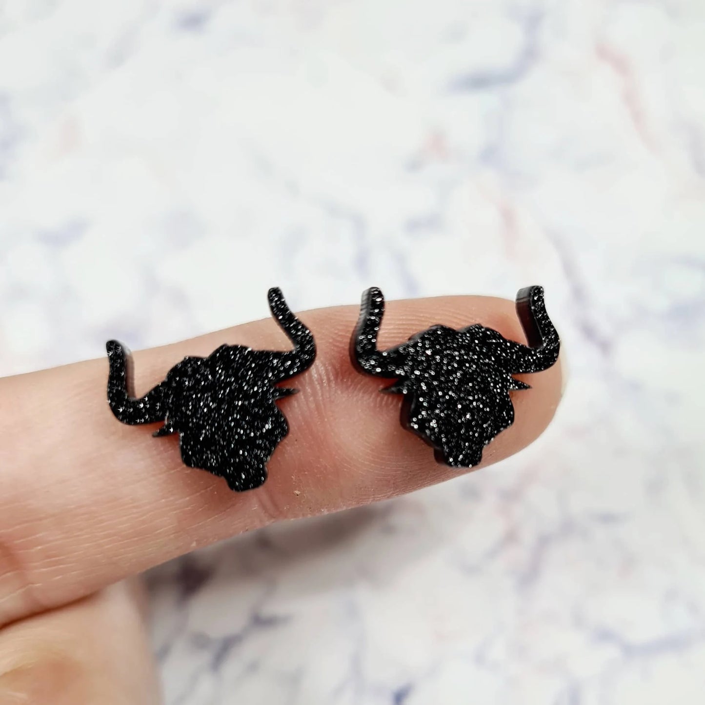 15mm BLACK GLITTER Acrylic LONGHORNS