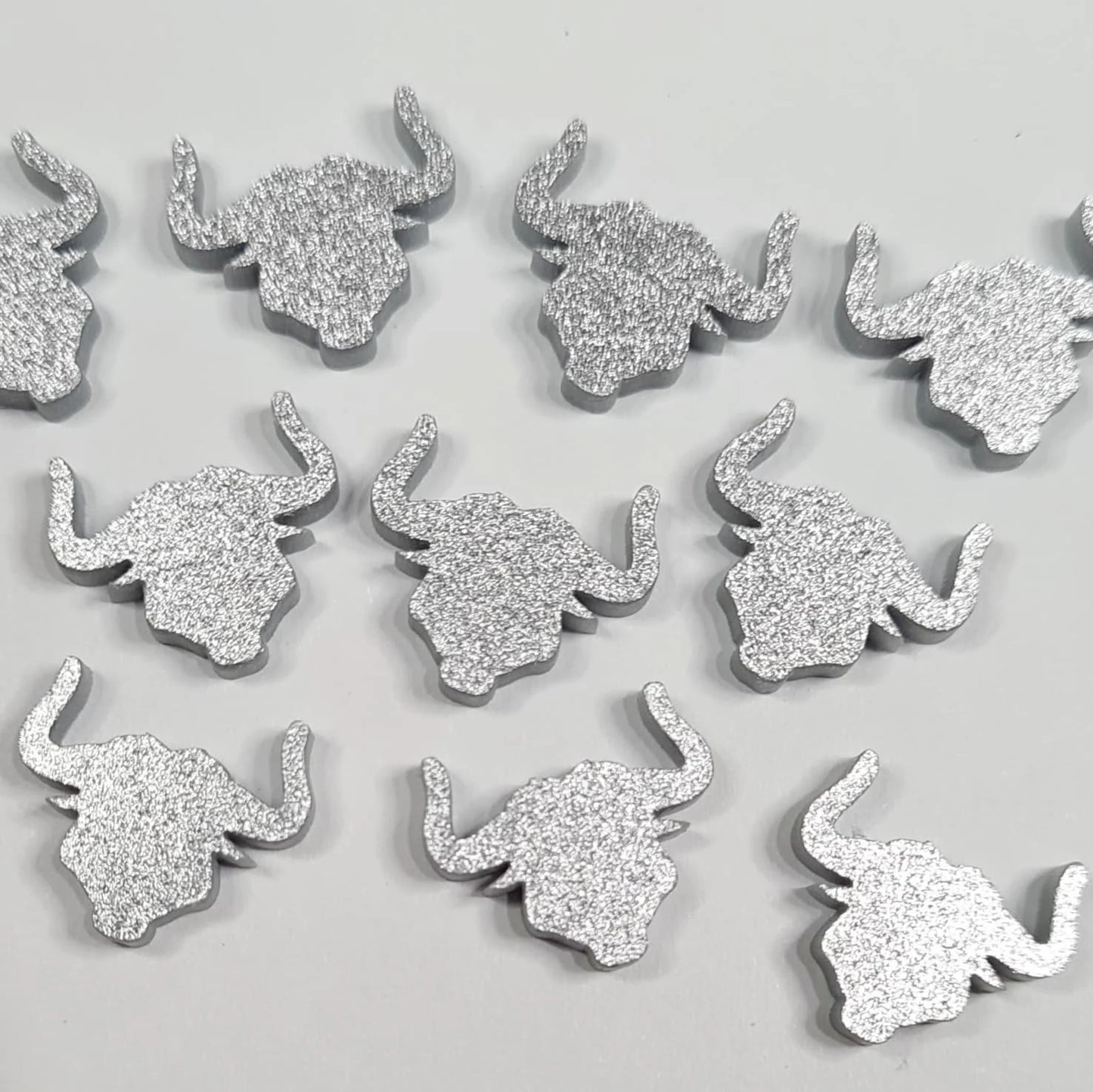 15mm GREY SILVER GLITTER Acrylic LONGHORNS