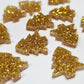 16mm GOLD GLITTER Acrylic CHRISTMAS TREES