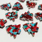 16mm CHUNKY TEAL & RED Glitter CHRISTMAS TREES