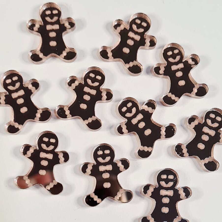 18mm ROSE GOLD MIRROR Acrylic GINGERBREAD MEN