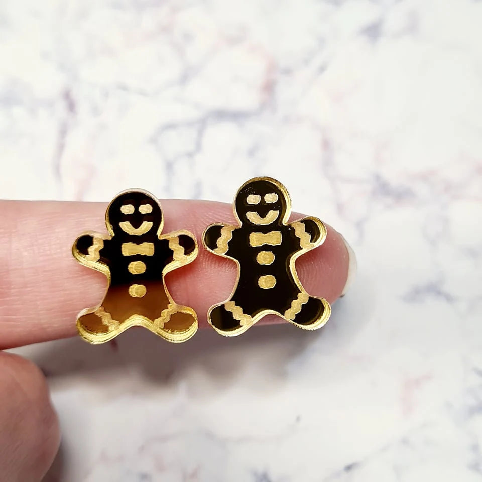 18mm GOLD MIRROR Acrylic GINGERBREAD MEN