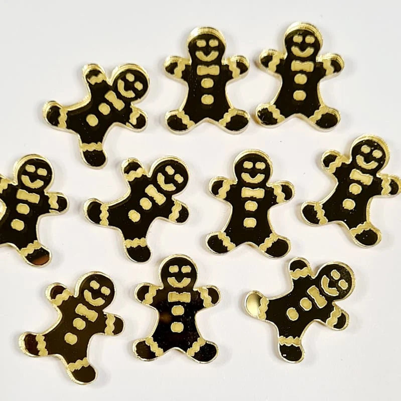 18mm GOLD MIRROR Acrylic GINGERBREAD MEN