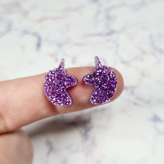 15mm PURPLE GLITTER Acrylic UNICORNS