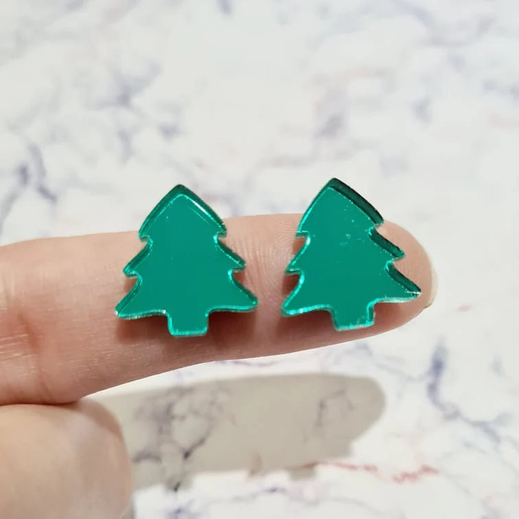 16mm GREEN MIRROR Acrylic CHRISTMAS TREES