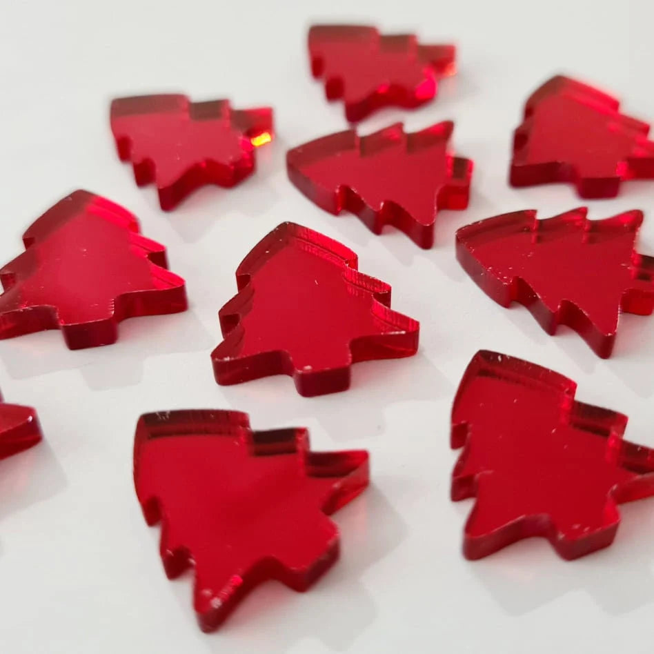 16mm RED MIRROR Acrylic CHRISTMAS TREES