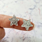 14mm SILVER GLITTER Acrylic STAR Toppers/Studs