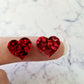 14mm CHUNKY RED GLITTER Acrylic HEARTS