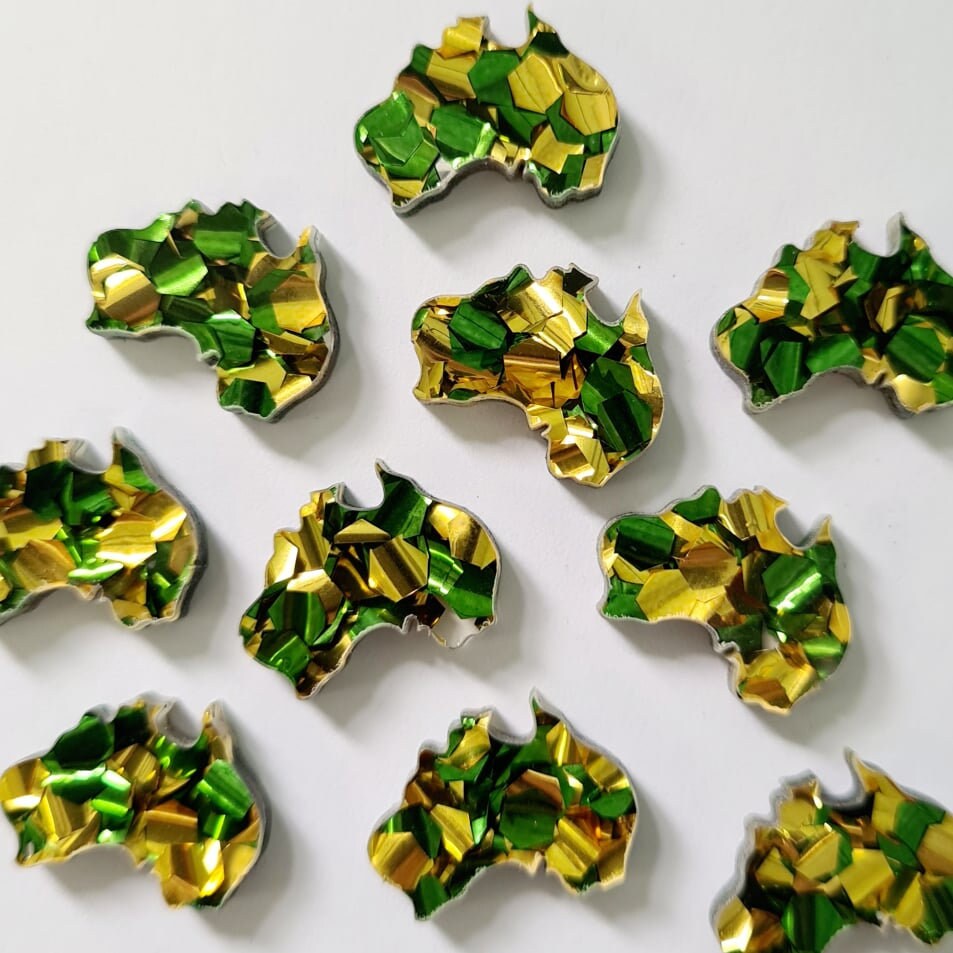 16mm CHUNKY GREEN & GOLD Glitter AUSTRALIA's