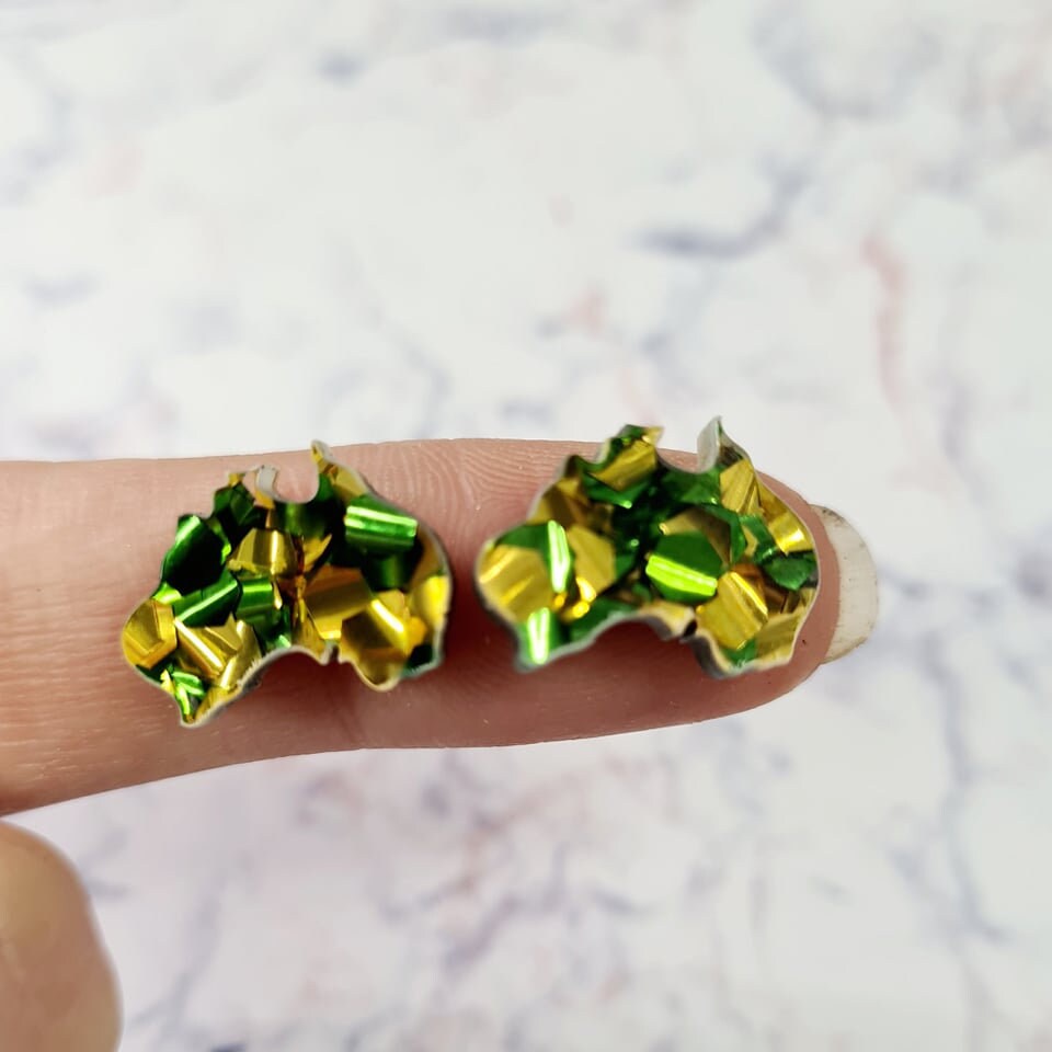 16mm CHUNKY GREEN & GOLD Glitter AUSTRALIA's