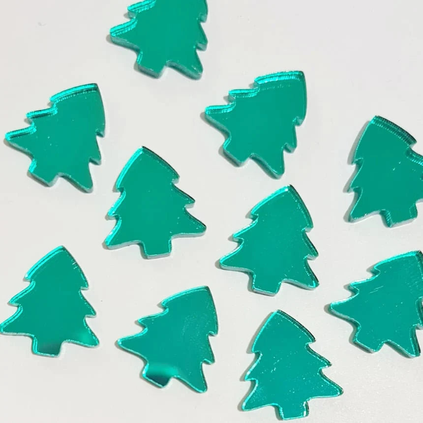 16mm GREEN MIRROR Acrylic CHRISTMAS TREES