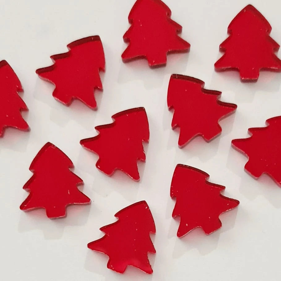 16mm RED MIRROR Acrylic CHRISTMAS TREES